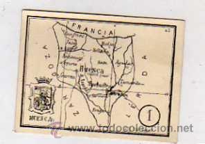 Postales: Cromo con plano de la provincia de Huesca 5 x 6 cm.