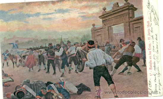 Postales: ZARAGOZA. CENTENARIO DE LOS SITIOS. 1908. BATALLA DE LAS HERAS. - Foto 1