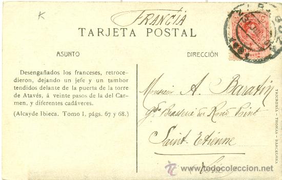 Postales: ZARAGOZA. CENTENARIO DE LOS SITIOS. 1908. BATALLA DE LAS HERAS. - Foto 2