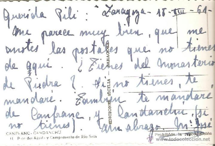 Postales: POSTAL DE CANDANCHU , CIRCULADA EN 1961 - Foto 2