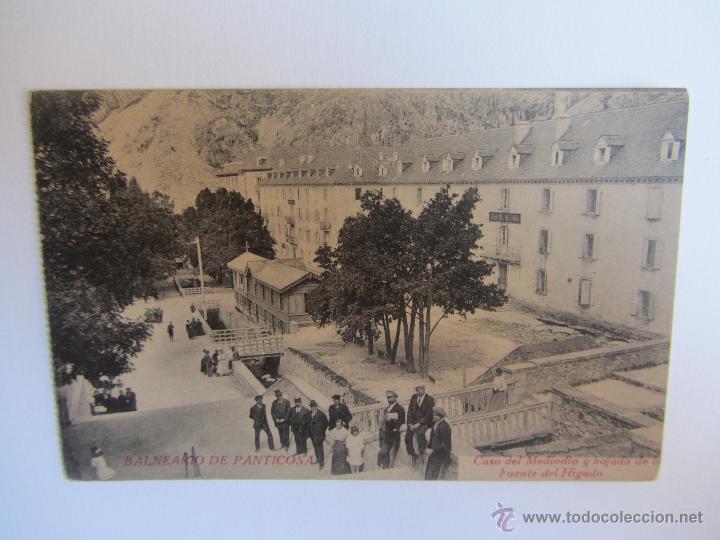 Postales: Postal antigua de Balneario de Panticosa. Casa del Mediod&iacute;a y bajada de la Fuente del H&iacute;gado. Sin ci