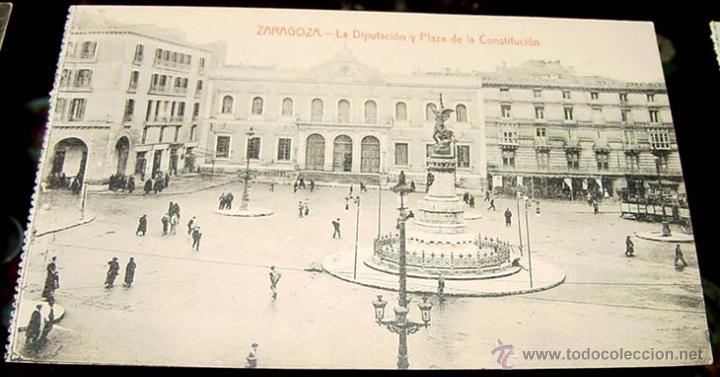 Postales: ANTIGUA POSTAL DE ZARAGOZA- LA DIPUTACION Y LA PLAZA DE LA CONSTITUCION- NO CIRCULADA