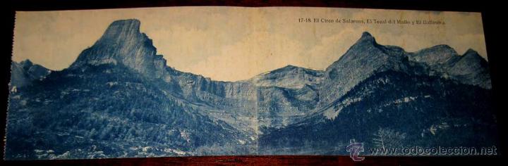 Postales: ANTIGUA POSTAL DOBLE DE EL CIRCO DE SALARONS, EL TOZAL DEL MALLO Y EL GALLINERO - ORDESA (HUESCA) -
