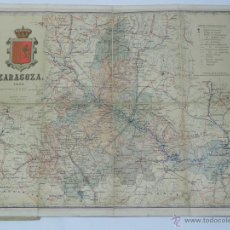 Postales: ANTIGUO MAPA DE LA PROVINCIA DE ZARAGOZA. ENTELADO. AÑO 1905. BENITO CHIAS Y CARBÓ, ESTABLECIMIENTO . Lote 39612566