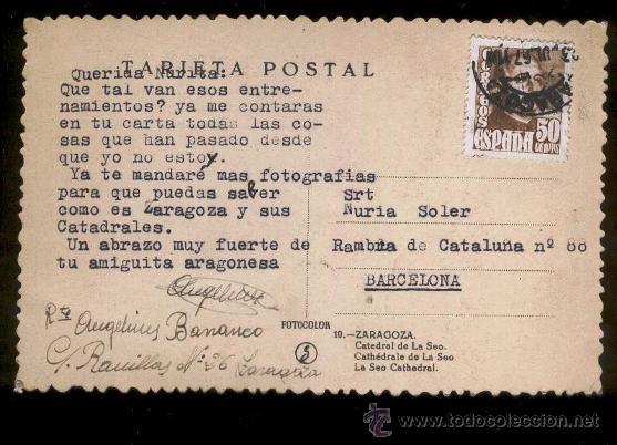 Postales: ZARAGOZA - CATEDRAL DE LA SEO (CIRCULADA 1957) - Foto 2