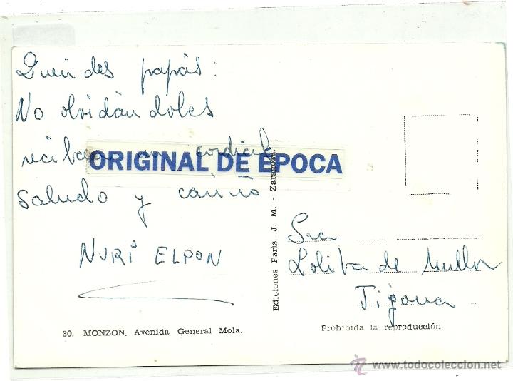 Postales: (PS-38467)POSTAL DE MONZON-AVENIDA GENERAL MOLA - Foto 2