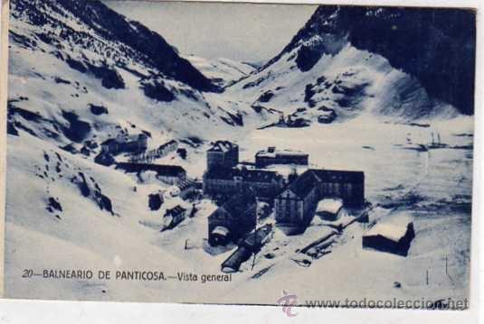 Postales: 20 Balneario de Panticosa. Vista general. Edicion F. de las heras. Circulada. sello arrancado.