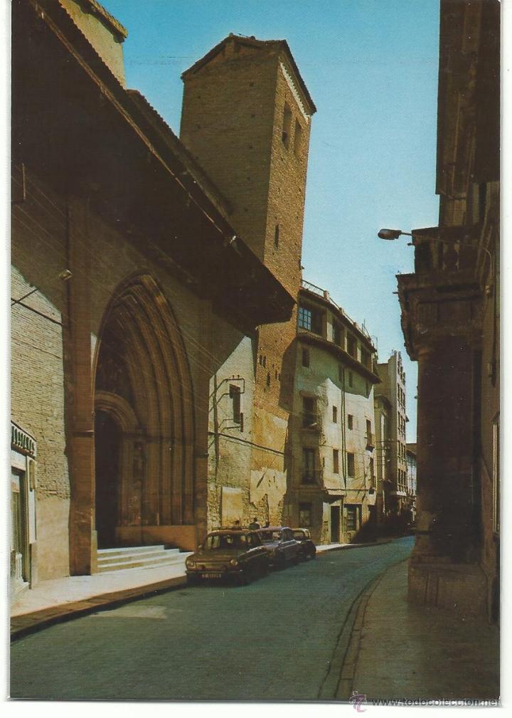 Cartes Postales: CALATAYUD.-CALLE DATO Y SAN PEDRO DE LOS FRANCOS CON SU TORRE INCLINADA.-EDICIONES SICILIA