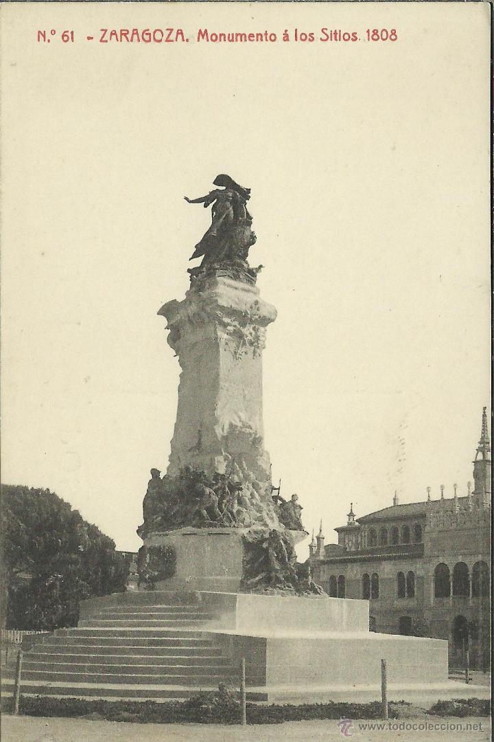 Postales: ZARAGOZA MONUMENTO A LOS SITIOS SIN ESCRIBIR - Foto 1