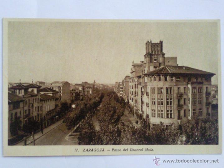 Postales: POSTAL ZARAGOZA, PASEO DEL GENERAL MOLA - Foto 1
