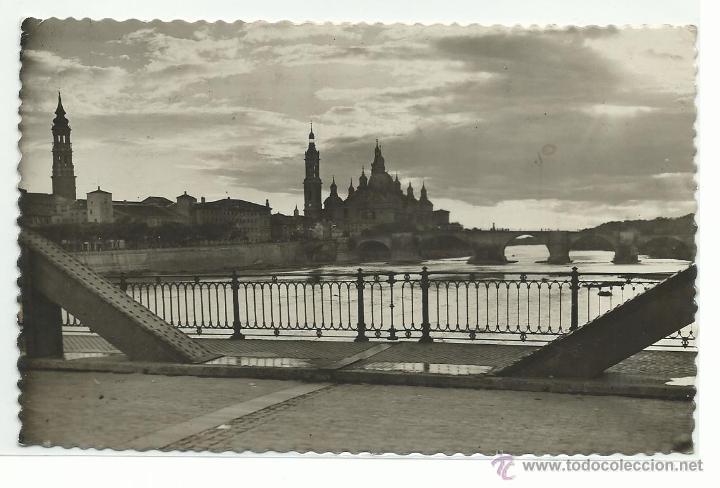 Postales: ZARAGOZA.-PUENTE DE PIEDRA VISTO DESDE PUENTE DEL PILAR.-N&ordm; 40 EDICION GARCIA GARRABELLA