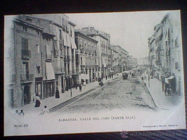 Postais: calle del coso zaragoza parte baja fototipia Escola n&ordm; 53 s/c sin dividir  (b1)