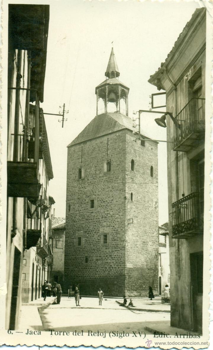 Postales: JACA. TORRE DEL RELOJ. ARRIBAS. CIRCULADA EN 1952. - Foto 1