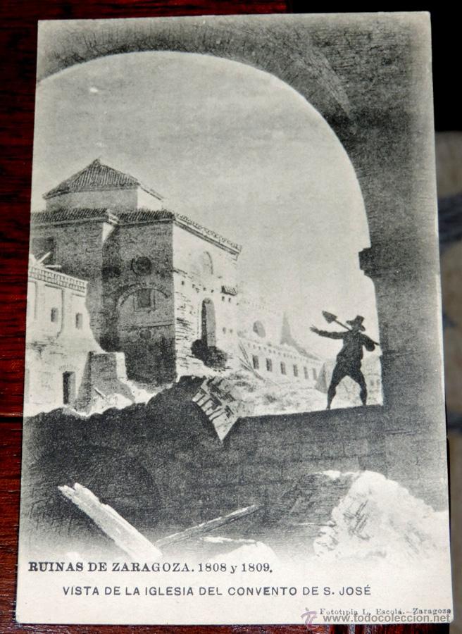 Postcards: RUINAS DE ZARAGOZA, 1808 Y 1809, VISTA DE LA IGLESIA DEL CONVENTO DE SAN JOSE, FOTOTIPIA L. ESCOLA,