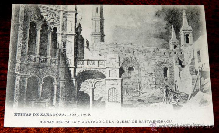Postcards: RUINAS DE ZARAGOZA, 1808 Y 1809, RUINAS DEL PATIO Y COSTADO DE LA IGLESIA DE SANTA ENGRACIA, FOTOTIP