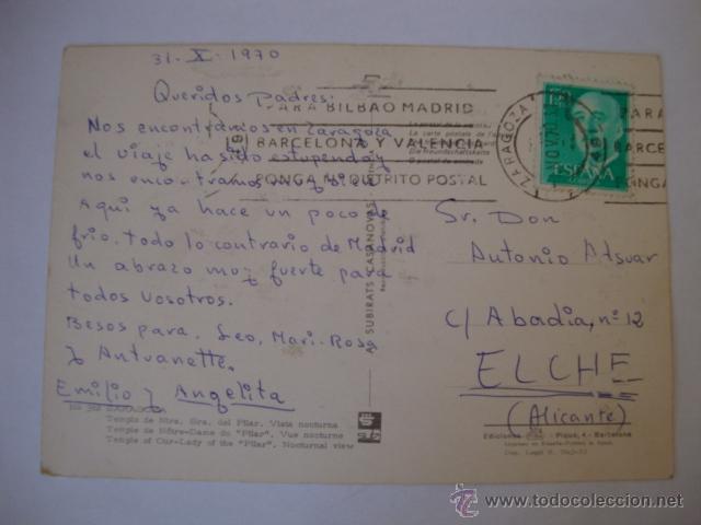 Postales: POSTAL ORIGINAL CIRCULADA CON SELLO ZARAGOZA - Foto 2