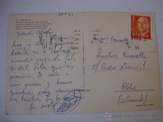 Postales: POSTAL ORIGINAL CIRCULADA CON SELLO ZARAGOZA - Foto 2