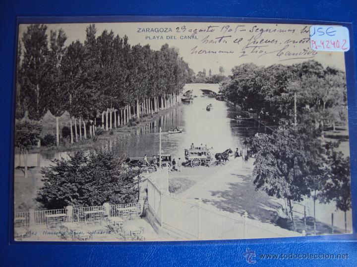 Postales: (PS-42402)POSTAL DE ZARAGOZA-PLAYA DEL CANAL.HAUSER Y MENET