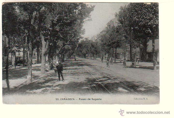 Postales: ZARAGOZA.- PASEO DE SAGASTA (COLECCI&Oacute;N M.A.)