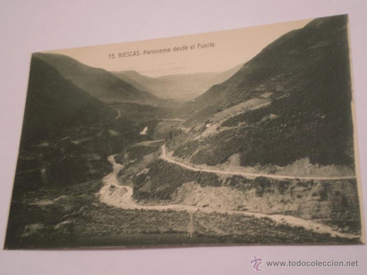 Postales: ANTIGUA POSTAL N&ordm; 15.PANORAMA DESDE EL FUERTE.BIESCAS.HUESCA.1945.