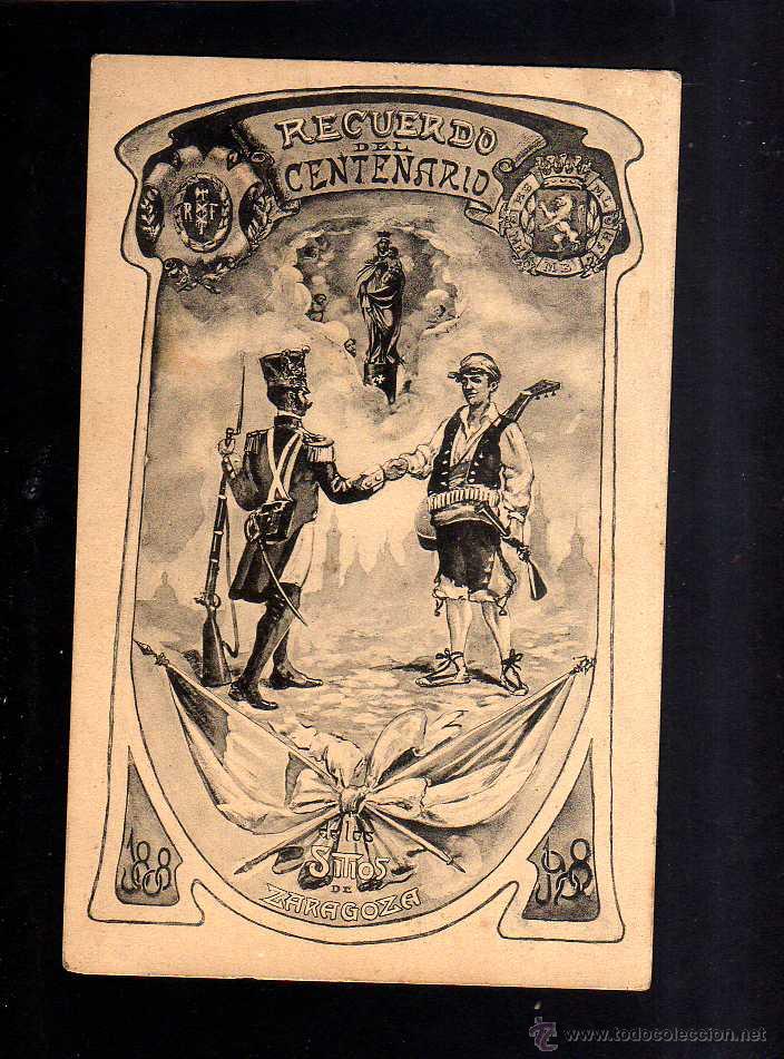 Postales: Antigua postal. Recuerdo del Centenario de los sitios de Zaragoza. - Foto 1