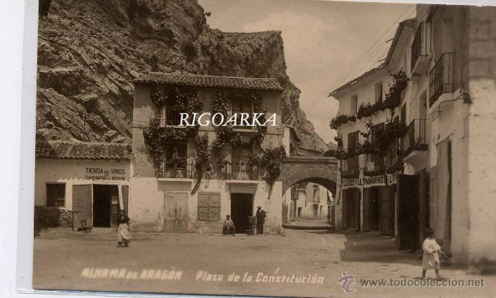 Postcards: ALHAMA DE ARAGON (ZARAGOZA).- PLAZA DE LA CONSTITUCION