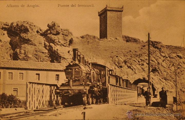 Postales: ALHAMA DE ARAGON - PUENTE DEL FERROCARRIL - FOTOGRAFIA IMPRESA SIN CIRCULAR Y DORSO DIVIDIDO
