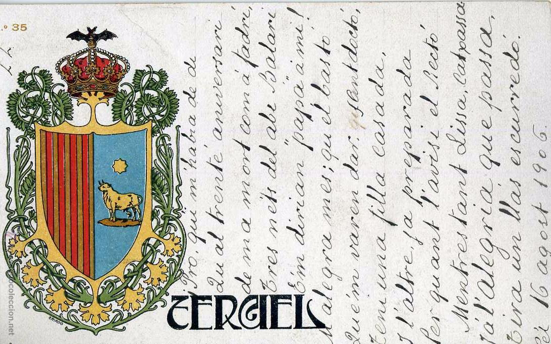 Cartoline: POSTAL CON ESCUDO DE TERUEL N&ordm; 35.