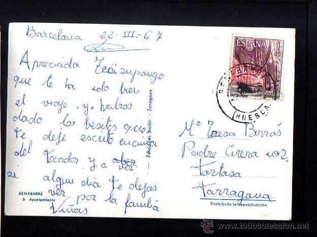 Postales: Postal de Benabarre. Ayuntamiento. - Foto 2