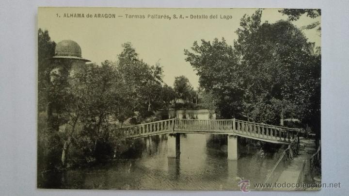 Postales: ANTIGUA POSTAL ALHAMA DE ARAGON - TERMAS PALLARES. S.A.DETALLE DEL LAGO, SIN CIRCULAR A&Ntilde;OS 30,