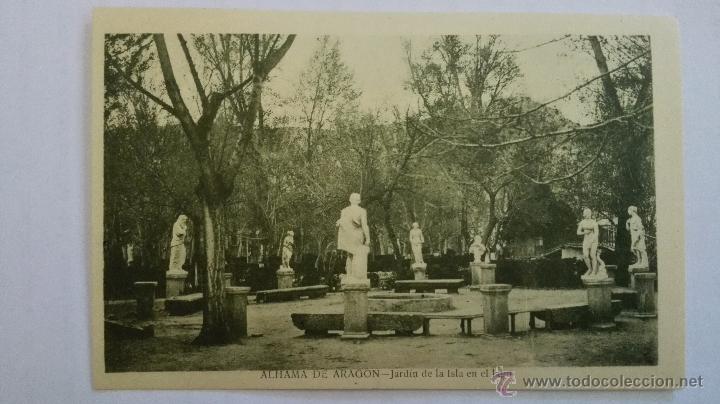 Postales: POSTAL ALHAMA DE ARAGON - JARDIN DE LA ISLA EN EL LAGO, SIN CIRCULAR A&Ntilde;OS 30, EDITOR G. MA&Ntilde;AS