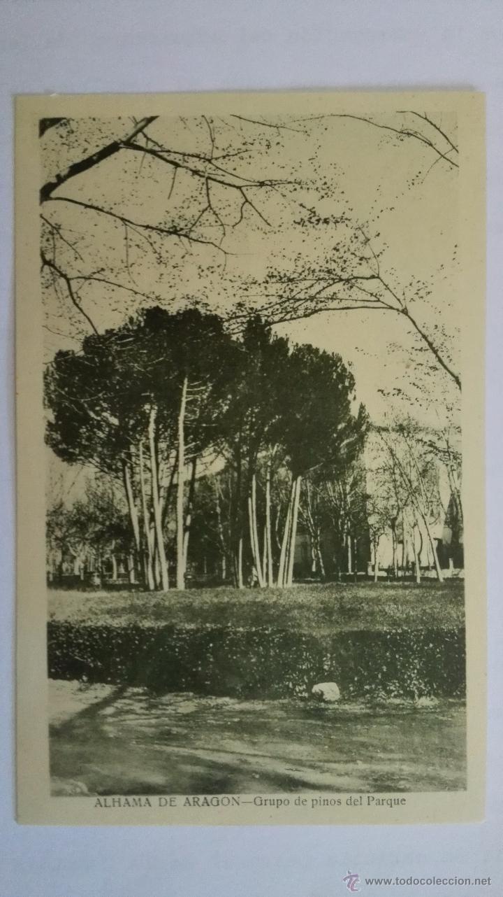 Postales: POSTAL ALHAMA DE ARAGON - GRUPO DE PINOS DEL PARQUE, SIN CIRCULAR A&Ntilde;OS 30, EDITOR G. MA&Ntilde;AS