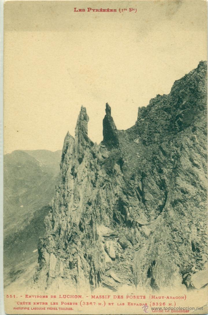 Postales: PIRINEOS. MAZIZO DE POSETS Y PICO ESPADAS. LABOUCHE. HACIA 1905.