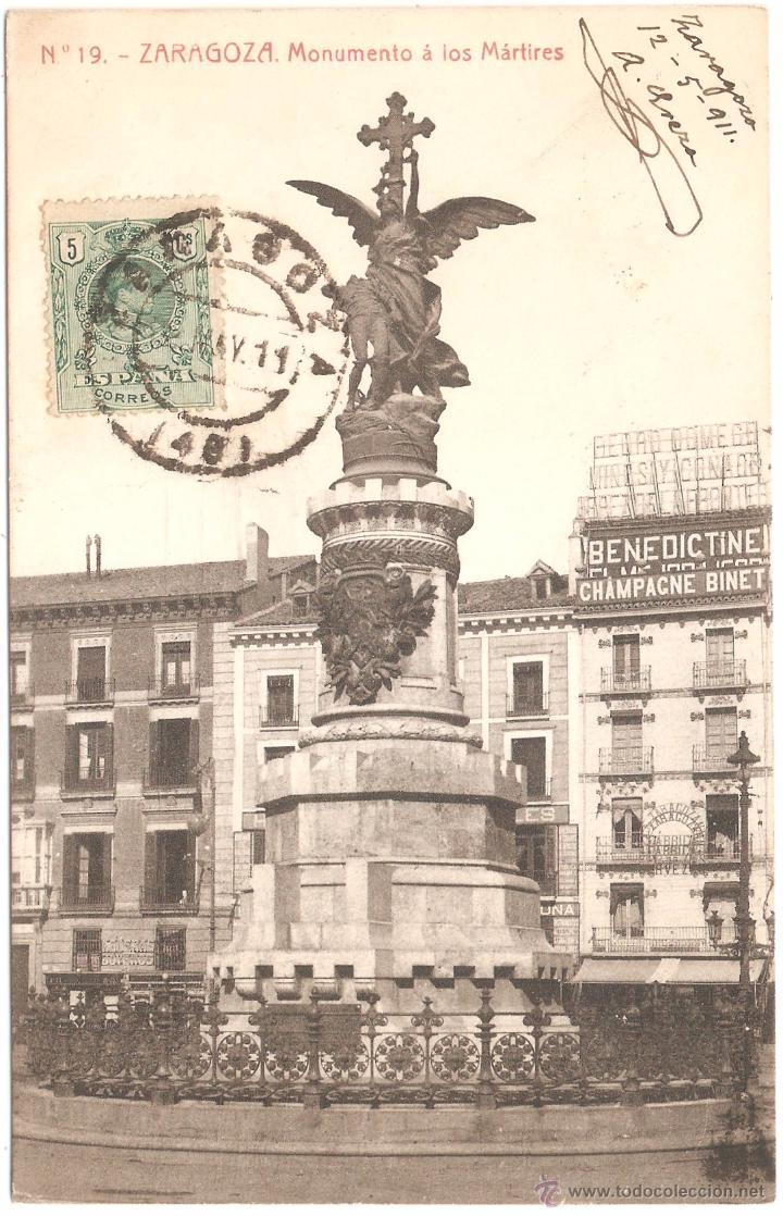 Postales: ZARAGOZA MONUMENTO A LOS M&Aacute;RTIRES 1911 - Foto 1