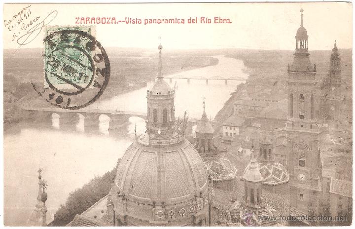 Postkarten: ZARAGOZA VISTA PANORAMICA DEL RIO EBRO 1911