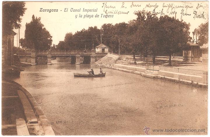 Postais: Zaragoza El canal Imperial y la playa de Torrero 1910