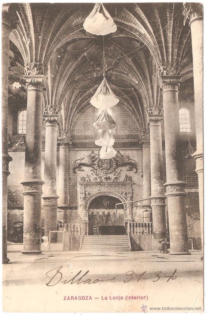 Postales: Zaragoza La Lonja Interior 1910