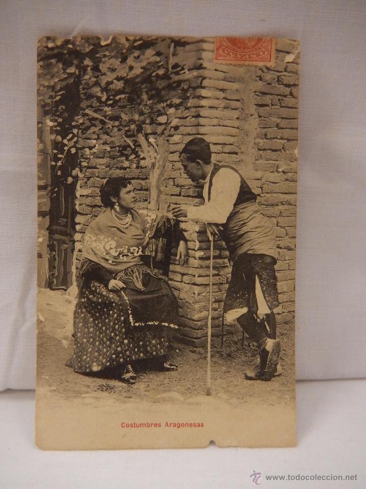 Postales: Arag&oacute;n. Costumbres Aragonesas. Circulada en 1908. - Foto 1