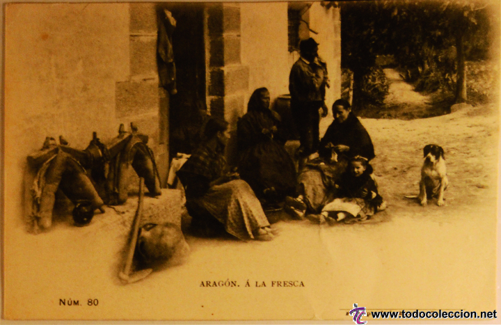 Postkarten: ARAGON: A LA FRESCA - FOTOGRAFIA IMPRESA -   CIRCULADA Y DORSO SIN DIVIDIR ESCUDO REAL