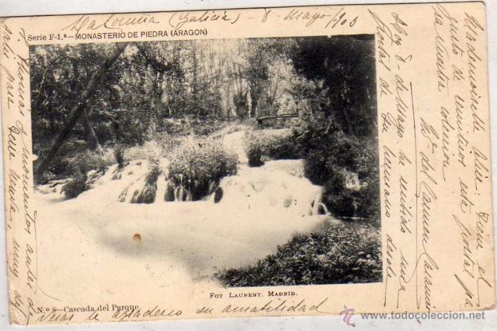 Postkarten: Monasterio de Piedra. Aragon. Fot Laurent Reverso sin dividir. Circulada.
