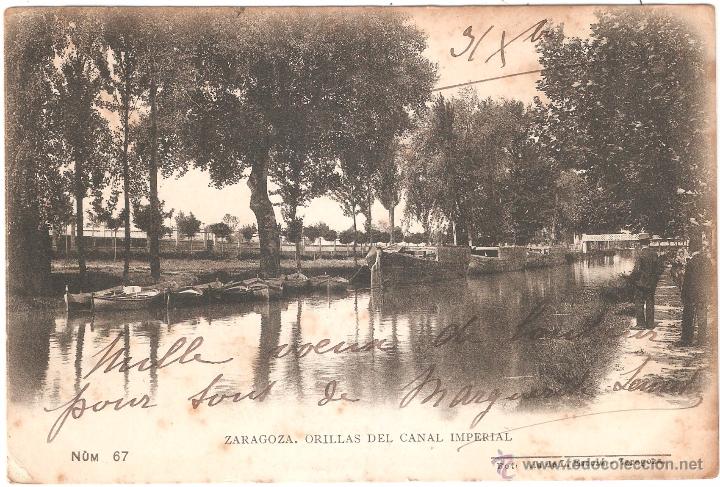 Postales: ZARAGOZA ORILLAS DEL CANAL IMPERIAL 1905