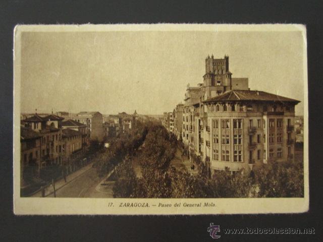 Postales: POSTAL ZARAGOZA. PASEO DEL GENERAL MOLA. - Foto 1