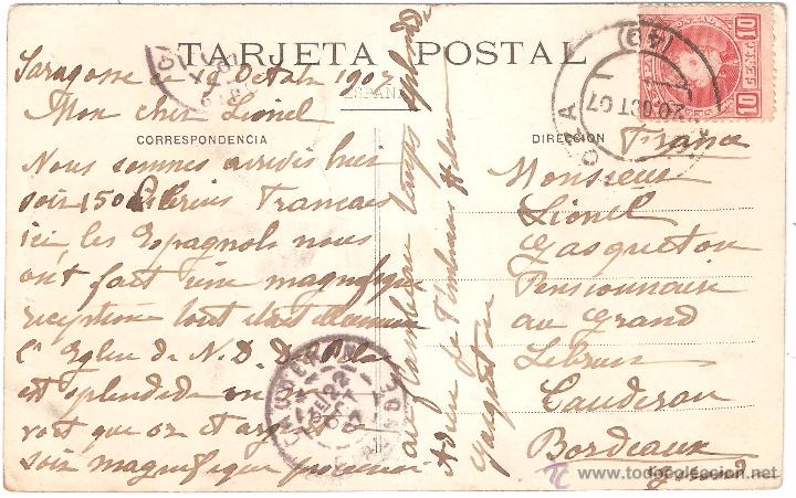 Postales: ZARAGOZA VIRGEN DEL PILAR 1907 - Foto 2