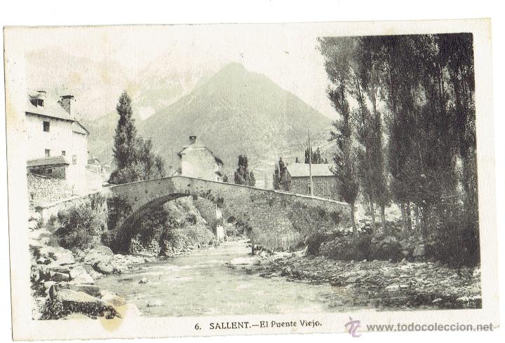 Postales: PS6258 SALLENT DE G&Aacute;LLEGO 'EL PUENTE VIEJO'. F. DE LAS HERAS. CIRCULADA. A&Ntilde;OS 40
