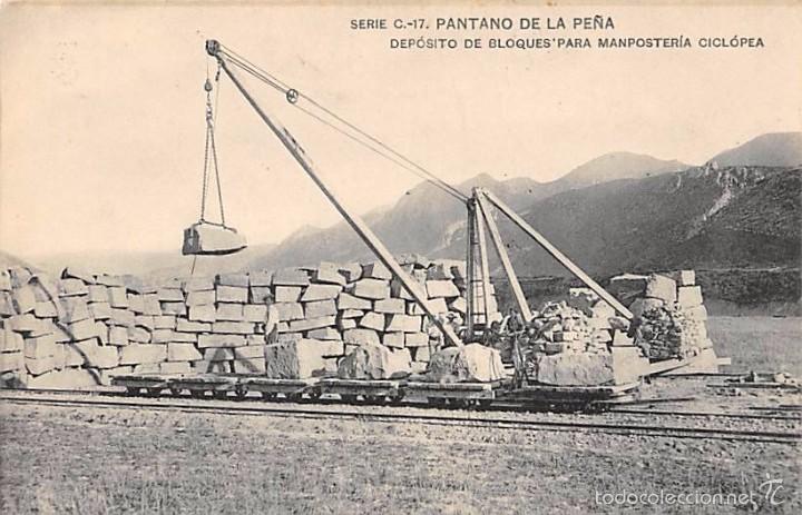 Cartoline: PANTANO DE LA PE&Ntilde;A .- DEP&Oacute;SITO DE BLOQUES PARA MAMPOSTERIA CICL&Oacute;PEA