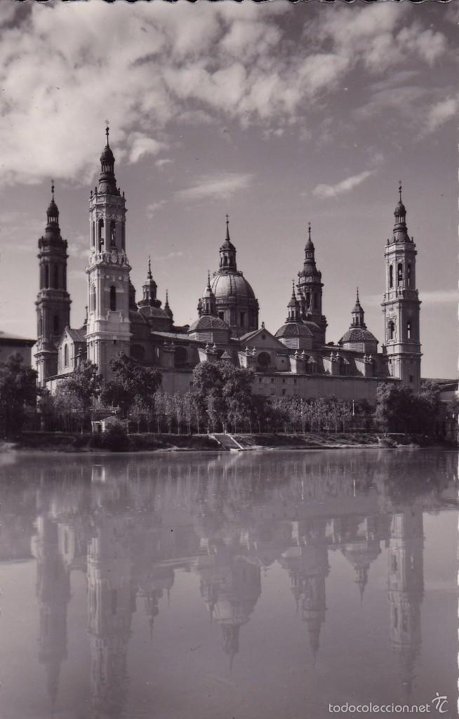Postales: Zaragoza el Pilar reflejado en el Ebro (sin circular) - Foto 1