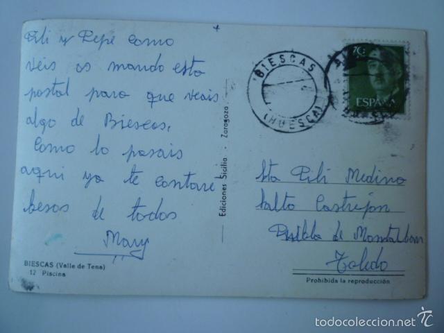 Postales: POSTAL BIESCAS, VALLE DEL TENA. CIRCULADA. - Foto 2