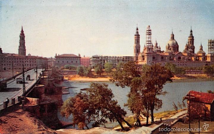 Postales: ZARAGOZA.- PUENTE DE PIEDRA Y TEMPLO DEL PILAR