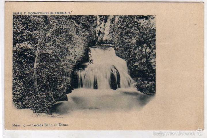 Postcards: MONASTERIO DE PIEDRA. SERIE F 1&ordf; NUM 9 CASCADA BA&Ntilde;O DE DIANA. SIN CIRCULAR.