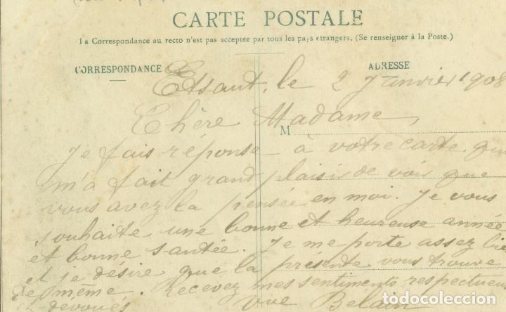 Postales: URDOS. LLEGADA DE LA DILIGENCIA DE ESPA&Ntilde;A. CIRCULADA EN 1908.POSTAL FRANCESA. - Foto 2